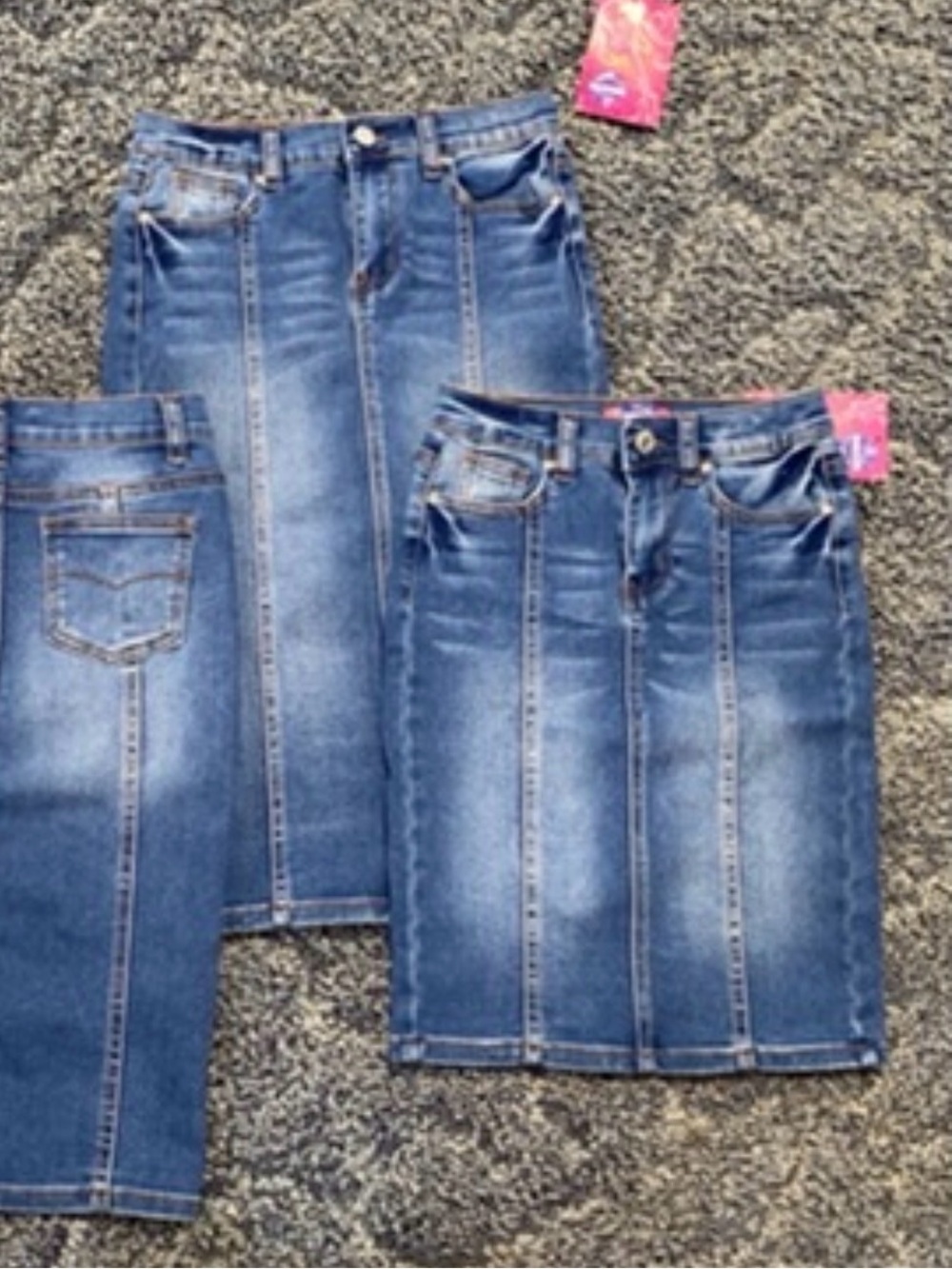 Classic High-Rise Denim Pencil Skirt in Medium Blue
